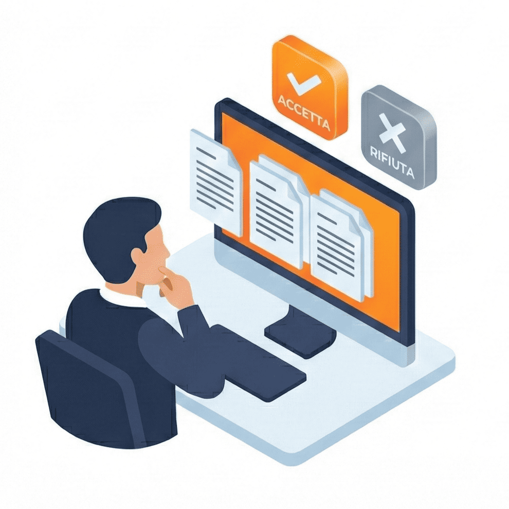 L'avvocato valuta se confermare la pratica o rifiutarla